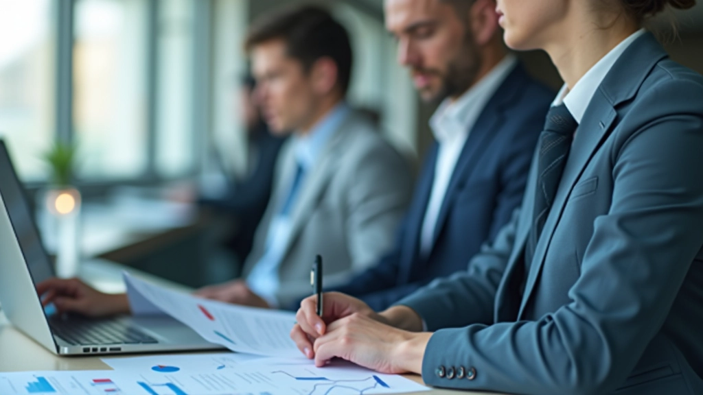 Moderner Arbeitsplatz mit Laptop, Finanzdiagrammen und Notizblock auf einem hölzernen Schreibtisch mit Fensterbeleuchtung im Hintergrund
