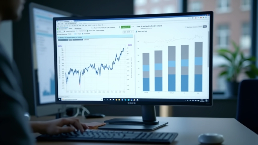 Statistisches Diagramm und Datenvisualisierung auf einem Monitor in einem Büroumfeld